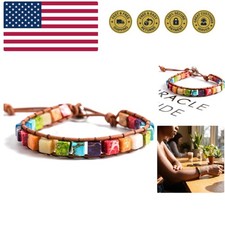 Boho Handmade Wrap Leather Tube Crystal Stone Bracelet for Women