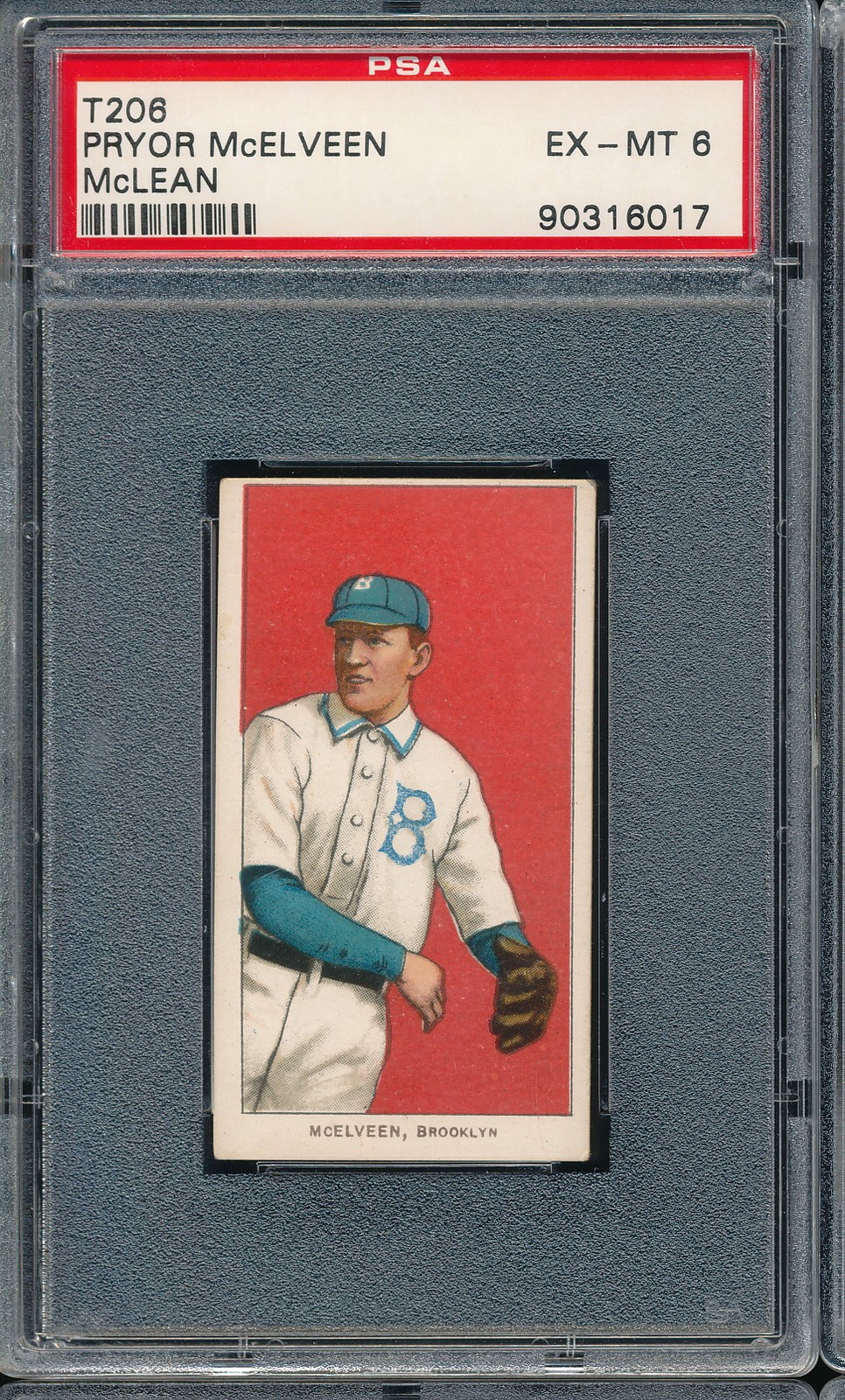 T206 Piedmont 350/25 Pryor McElveen/McLean PSA 6 - Brooklyn