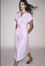 ZARA NEW NWT BELTED MIDI DRESS SIZE MEDIUM COLOR PINK REF 8441/255