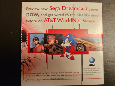 AT&T Dreamcast internet promo disc - Open MINT - Never Used - PC disc