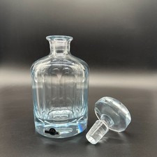 Vtg Signed Strombergshyttan E224 Ice Blue Crystal Glass Decanter & Stopper