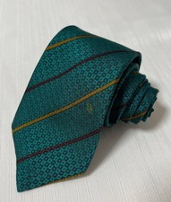 Christian Dior Monsieur Silk Tie Vintage Green Geometric Striped Made in France
