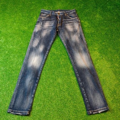 Dsquared2 Jeans Herren 42 Blau Slim Canada Washed Button Fly Designer Denik Drip