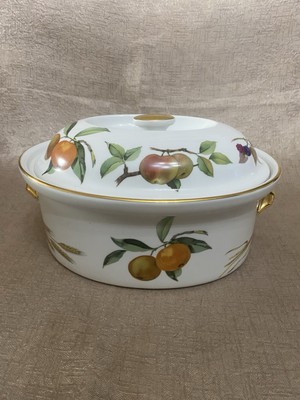Schöne Royal Worcester Evesham große ovale Porzellan Goldterrine Top Zustand