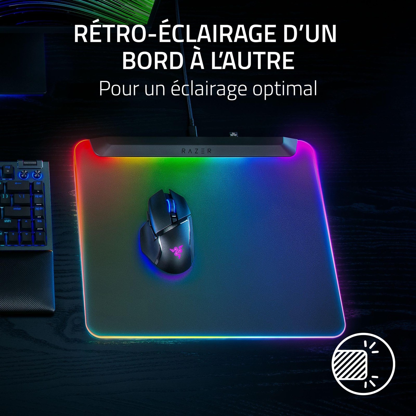 Tapis de souris de jeu Firefly V2 Pro rétroéclairé RGB et port USB - 3