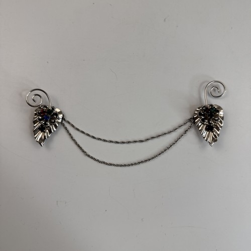 1/20 12 KT White Gold Filled Unisex Fashion Jeweled Collar Tips Vintage