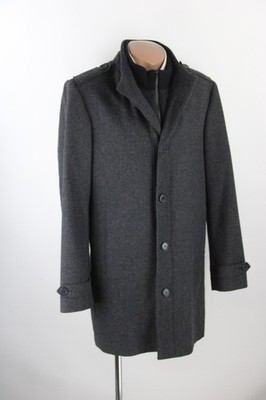Jean Carriere Damen Kurzmantel Grau Gr. 52 Wolle Stehkragen Top Zustand