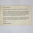 Vintage 1981 Star Wars Kenner Survival Kit Mailer Mail Away Apology Postcard