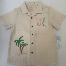 Boys Tropical Button Up Shirt Size 6 7 Cat Jack Palm Tree Vacation Shirt New