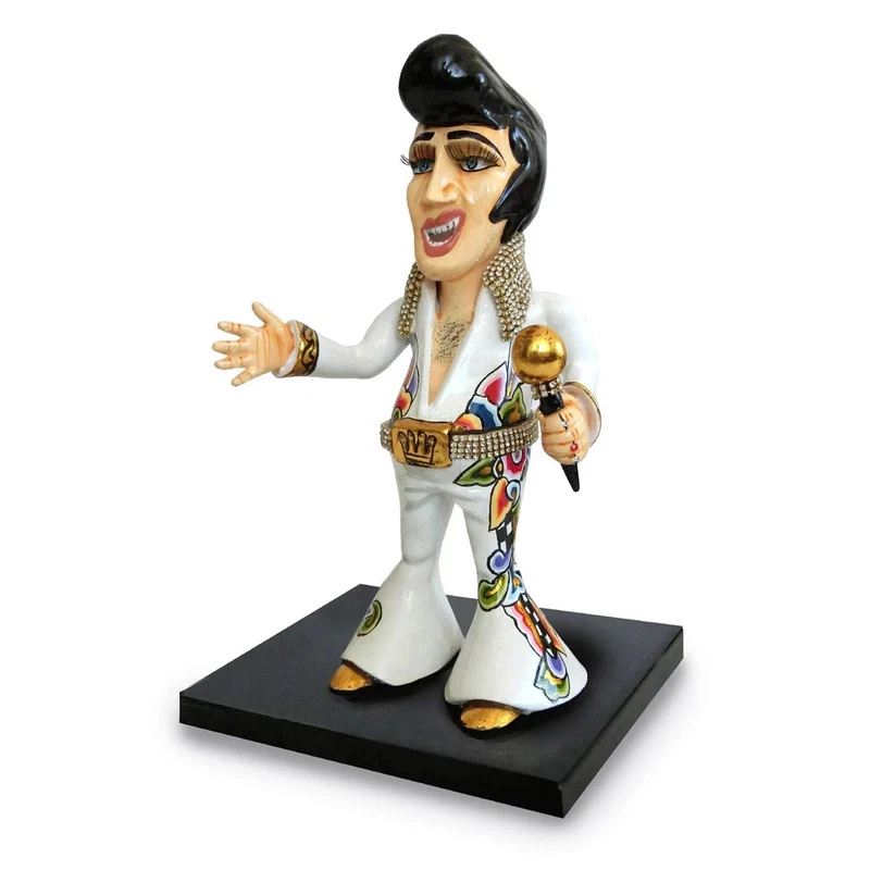 ELVIS PRESLEY Statua Scultura Caricatura Tom's Drag 4575 Cantante Pop Art Figura, fotografia 4 di 9