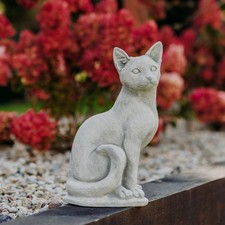 Katze Kater K&auml;tzchen  Steinfigur H.40 cm Grau 12 kg Wei&szlig;beton frostsicher