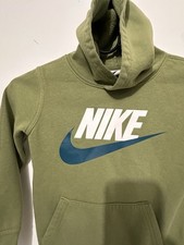Nike Kids Green Pullover Fleece Hoodie Logo Graphic Pocket 5-6 Years