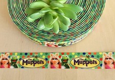 7/8" 1 YD The Muppets Grosgrain Ribbon MIss Piggy Kermit the Frog