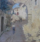 1950's Vintage Street Scene O/C Francisco (Jose) Paya Sanchis Spanish Listed.