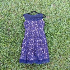 Eliza J 6 navy lace sleeveless fit and flare party dress