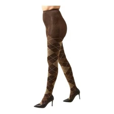 Memoi Classic Argyle Sweater Tights Brown Heather Size M/L