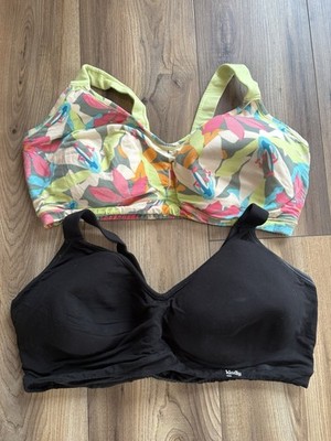 Kindly Yours 2pk Bundle Bras Soft She ll Padded Sz XXXL Black Floral Wireless