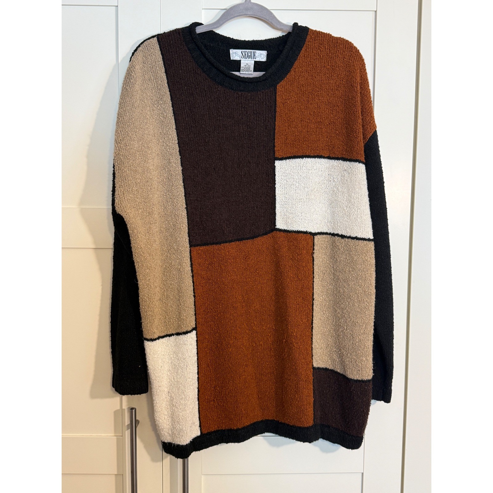 Segue Colorblock Patchwork Cozy Knit Sweater Top … - image 1