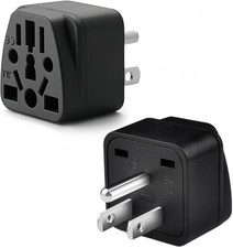 2 Pack US Travel Plug Adapter, Eu,Au,Uk,Cn,To Usa Type B ,Grounded 3 Prong for U