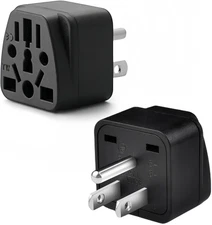 2 Pack US Travel Plug Adapter, Eu,Au,Uk,Cn,To Usa(Type B),Grounded 3 Prong for U