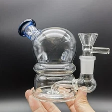 4.1inch Hookah Water Pipe Glass Bong Smoking Pipe Round Head Bubbler + 14mm Bowl