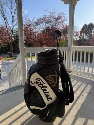 Titleist DCI ゴルフバッグ Titleist DCI Staff Golf Bag Leather 4-Way Divider Zip Black White