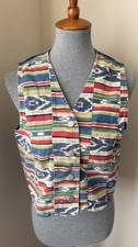 Vtg 90s Susan Bristol Size Petite Small Southwestern Front Solid Back Denim Vest