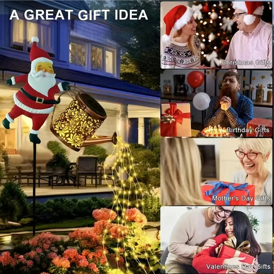 Lámpara de Papá Noel de Navidad decoración jardín exterior regadera solar luces de hadas Foto 2 de 4