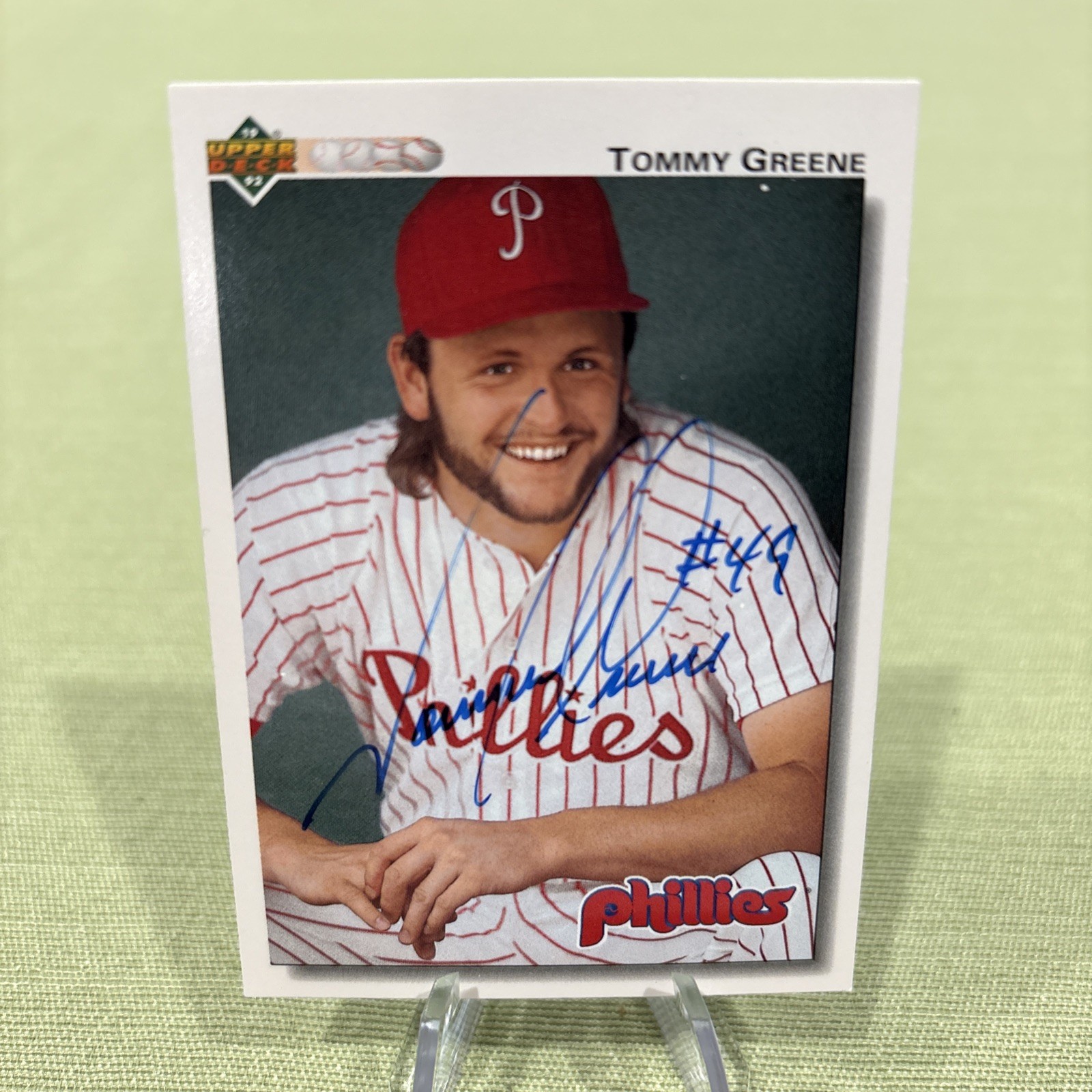 1992 Upper Deck Tommy Greene Signed Autographed Philadelphia Phillies Card #567