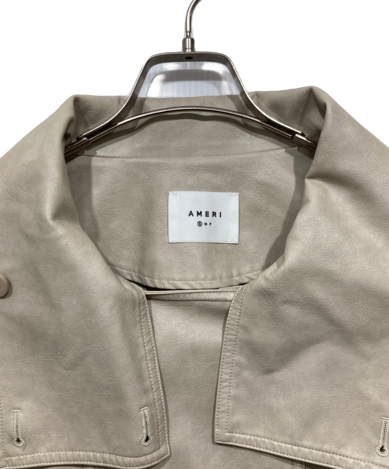 Ameri Used-like synthetic leather jacket S beige … - image 4