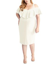 Rachel Roy Womens Cold Shoulder Sheath Dress, white, Plus Size, 18W