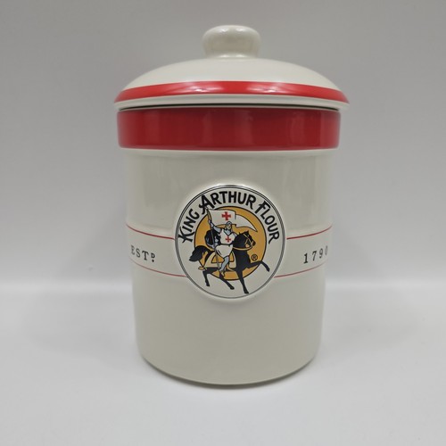 Vintage King Arthur 1 Quart Flour Canister Sourdough Raiser Jar 7" Crock W/ Lid - Picture 1 of 11