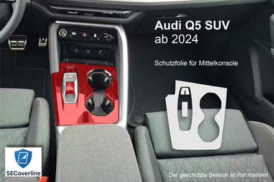 Audi Q5 SUV ab 2024 Schutzfolie Mittelkonsole Kratzschutz (Glänzend/Matt)