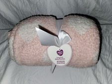 NWT Chenille Parents Choice Pink White Hearts Cozy Knit Baby Blanket 30x40"soft