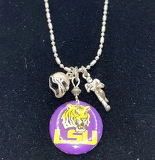 LSU Football Necklace Ann Peden Collegiate LSU Tigers Charms Helmet Player
