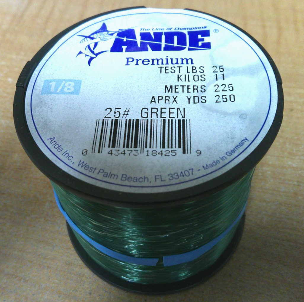 ANDE A14-25G Premium Mono Line 1/4lb Spool 25lb 250yd Green Fishing ...