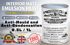 Interior Matt Emulsion Paint 0.5L/1L Walls Ceilings Kitchen Bathroom Furniture