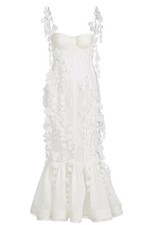 ZIMMERMANN Petal Appliqué Linen-Silk Corset Gown White Floral Midi dress $1995