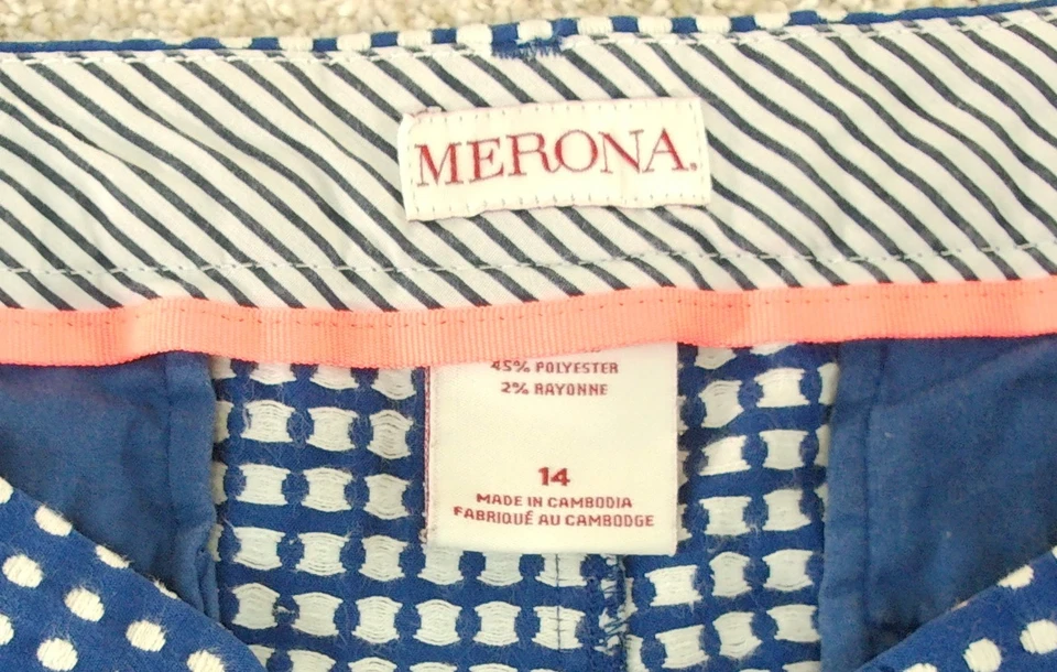 Merona Women's Size 14 Blue Polka Dot Shorts Chino Shorts - Image 4 of 4
