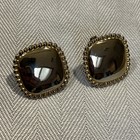 Vintage Gold Tone Square Clip On Earrings — photo 4