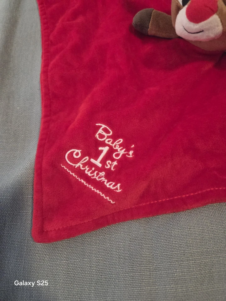 Manta de seguridad roja Rudolph the Red Nosed Reindeer Baby’s 1st Christmas Lovey Foto 3 de 4