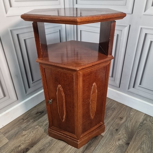 Retro Vintage Hexagonal Oak Cabinet Side Table Cupboard Bedside Storage Cabinet - Picture 3 of 24