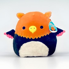 KellyToy Squishmallow 12 inch Mryna Owl Neon Orange Pink Blacklight Squad Tags