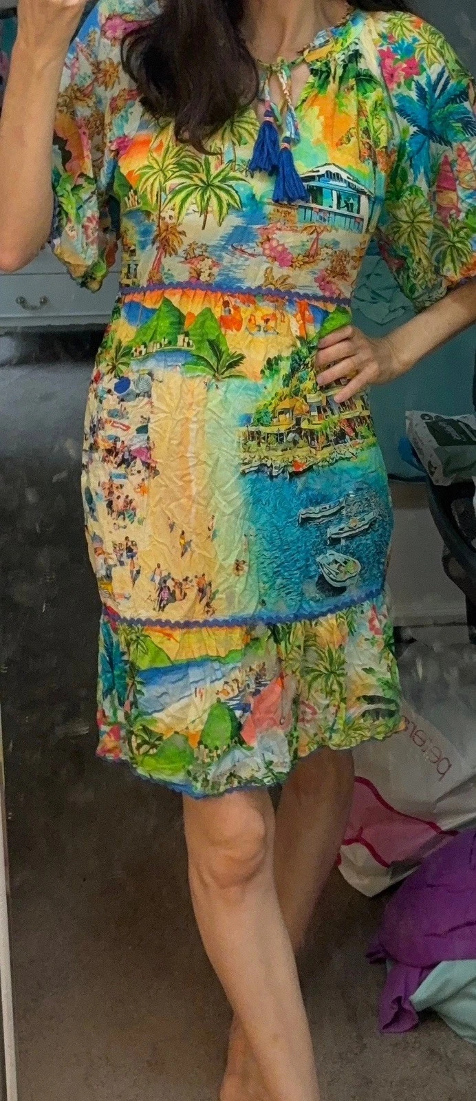 Lulalife Size M Summer Dress Cotton Colourful Scenic Holiday Beach Sexy
Opens in a new window or tab
