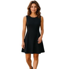 J.Crew Jacquard Eyelet Dress 4 Black Fit & Flare Sleeveless Classic Textured