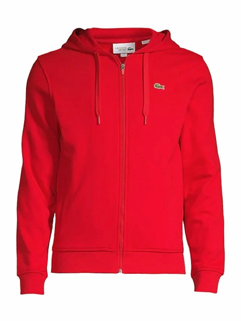 Lacoste Men's Sport Long Sleeve Fleece Full Zip Hoodie Sweatshirt, Red, 9R-4XLB