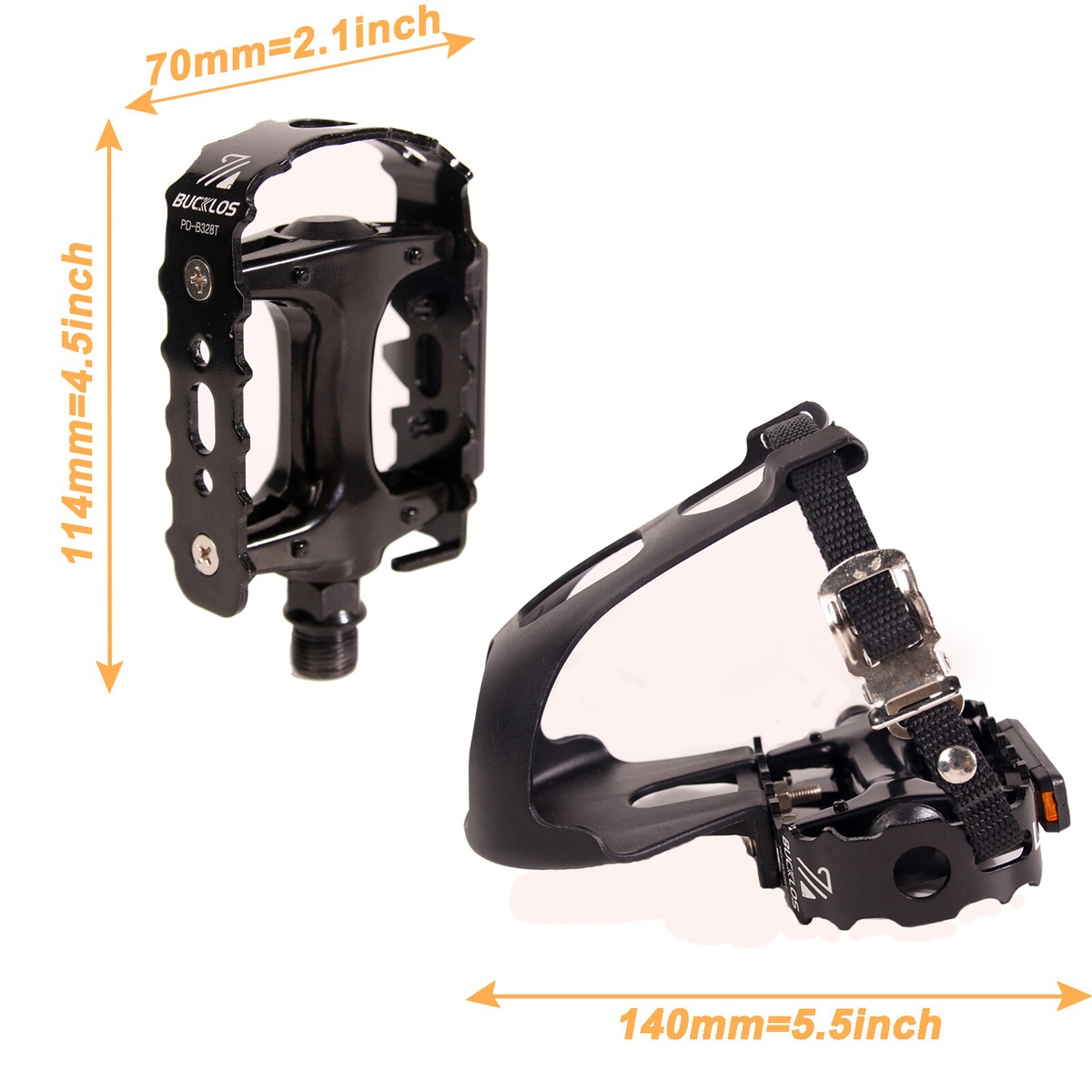 Bike Pedals with Toe Clip and Straps 9/16