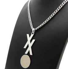 MGK XX PENDANT 18" 20" 24" BOX CUBAN ROPE STAINLESS STEEL CHAIN HIP HOP NECKLACE