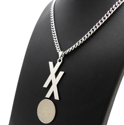MGK XX PENDANT 18'' 20'' 24'' BOX CUBAN ROPE STAINLESS STEEL CHAIN HIP HOP NECKLACE