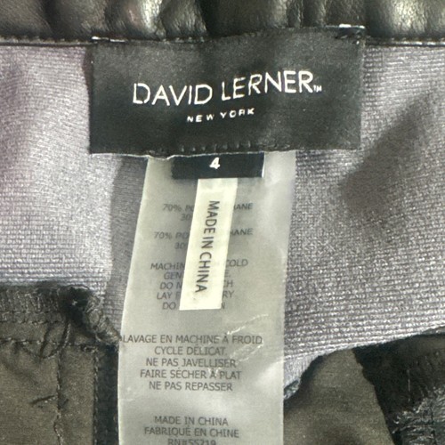 DAVID LERNER Lexi Faux Leather Belted Paperbag Pants Black Sz 4 NWOT - Picture 5 of 6